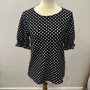 Polka Dot Ruffle Sleeve Top